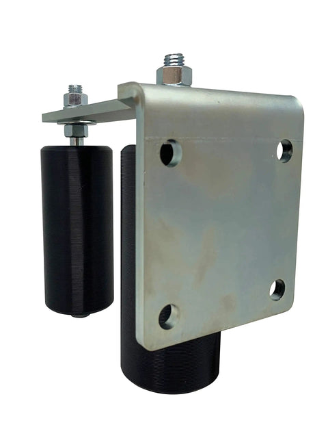 Heavy Duty 6 Inch Black L Shape Gate Guide Roller With Rear Post Bracket Universal Mount And Dual Nylon Rollers For Sliding Gates Keeps Your Gate On Track And Prevents It From Falling Off The Track Easy Install product close-up