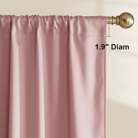 100 Percent Blackout Pink Curtains For Girls Room, Cute 63 Inch Long 2 Inch Rod Pocket Drapes, Light Blocking Thermal Insulated Window Treatments, W52 X L63, 2 Panels installed on rod