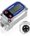 Digital Turbine Flow Meter With LCD Readout And NPT Counter for diesel, gasoline, kerosene, oil, 1 inch inlet, compact design