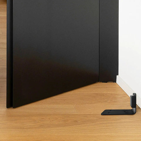 Heavy Duty Stainless Steel Sliding Door Hardware Bottom Stop With Mounting Screws Black Anti Roll Floor Track Guide For Barn Doors Hella Smooth Operation by floor track.