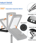 Cool 2 Piece Lighted Telescoping Inspection Mirror Set with LED for Automotive Repair and Home, adjustable mirror shown