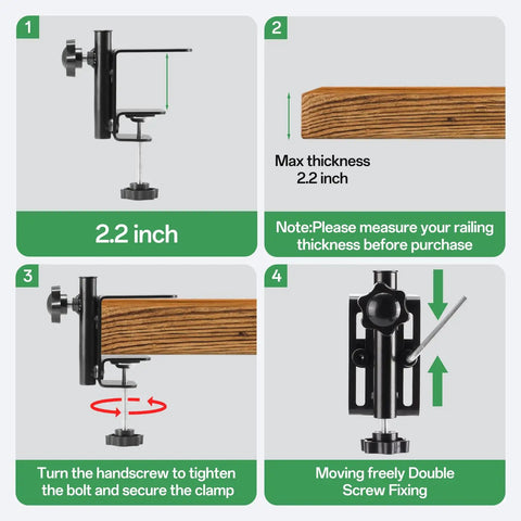 Installation guide for Deck Hook Railing And Fence Mount 28 Inch Powder Coated Metal Shepherds Hook Bracket with measurements.