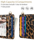 Ultra Slim Minimalist Card Holder Wallet With RFID Blocking, Pocket Ready And Lightweight, Leopard Print with ID Window