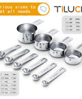 Stainless Steel Measuring Cups And Spoons Set 10 Piece Kitchen Gadgets For Cooking And Baking Premium Food Grade 18/8 Stainless Steel