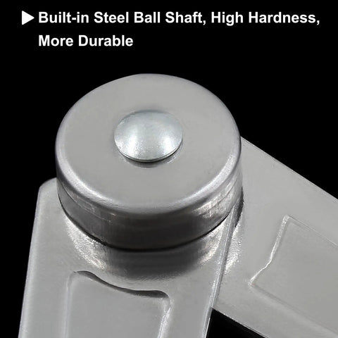 Close-up of 2 Pack Heavy Duty Folding Lid Hinge Set With Soft Close Stainless Steel Lid Stay Rotatable Bracket showing steel ball shaft.