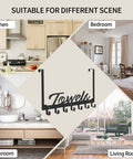 Over The Door Hooks Heavy Duty Towel Rack With Seven Coat Hooks displayed in kitchen, bathroom, bedroom, and living room
