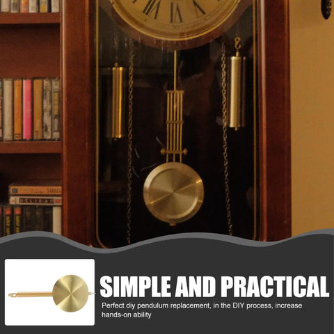 Metal Clock Pendulum Replacement Part 8.26 x 3.54 Inch showcased in a grandfather clock setup for timekeeping.