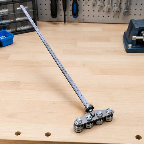 Circular Saw Guide Rail For Pro Grade Precision Cuts, 50cm Length, Go To Handy Tool For Garage, Shop, And Job Site, Positioning Gauges For Fine Furniture And Framing, metal guide rail on workbench