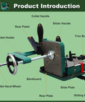 Heavy Duty Woodworking Tenoning Machine With Adjustable Support Plate, 0 To 45 Degree Tilt, 82.5mm Clamp Capacity components labeled