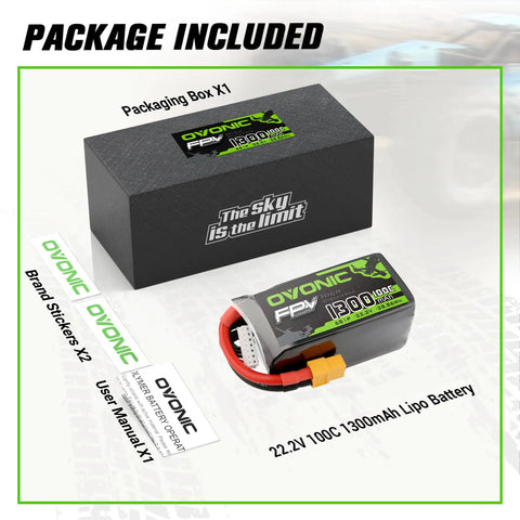 Package includes 6S 1300mAh 100C LiPo Battery With XT60 Connector For RC FPV Racing Drones And Quadcopters 22.2V in soft case