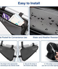 2L Waterproof Reflective Bike Frame Storage Bag with 16 in 1 Multitool, tire patch kit, mini pump, and tire levers installation guide