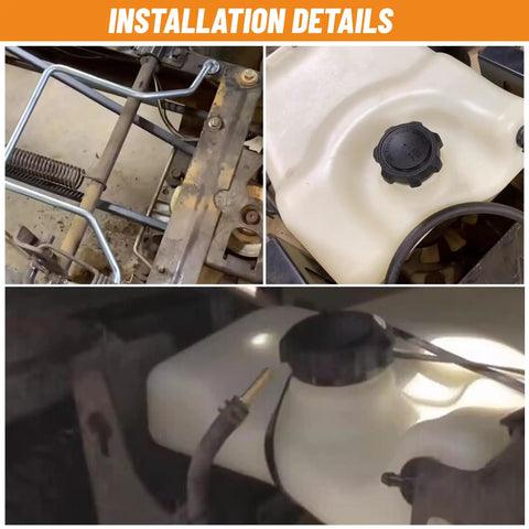 Installation details of Fuel Gas Tank Replacement for Scotts Sabre Lawn Tractors L100 L110 L120 L130, easy bolt-on.