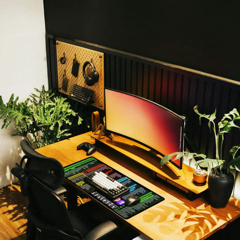 Ultra Long Desk Pad For Gaming And Office, 31.5 By 15.7 Inch Extended Mouse Pad with Stitched Edge on desk setup