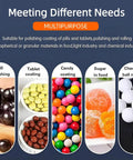 Various candy and pill coatings showcasing uses of Heavy Duty Commercial Sugar Coating Machine And Mini Chocolate Panner.