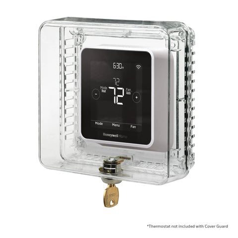 Locking Thermostat Guard Cover For Small 4.375 Inch Square Units Clear Plastic Shield With Built In Keys No More Thermostat Tweaks