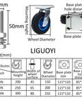 Commercial Grade Heavy Duty Swivel Caster Wheels With Strong Lock Brakes And Silent Pneumatic Air Filled Tires For Rolling Heavy Loads Like A Champ And Quick Install Set Of Two, dimensions and specs image.