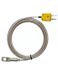Heavy Duty K Type Surface Thermocouple Probe With M6 Bolt For Ev Battery Temp Reads And Thermal Safety Checks solid steel probe with braided cable.