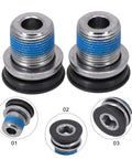 2 Pack Heavy Duty Steel M15 Crank Arm Bolts Perfect For ISIS Axle Systems And Es25 Center Shafts On Ebikes Give Your. steel bolt close-up with 8mm hex and seal cap
