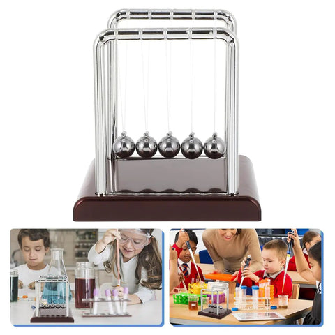 Cradle Pendulum Balls Physics Teaching Gadget For Home Office And Classroom, Newtonian Energy And Momentum Demonstration displayed.