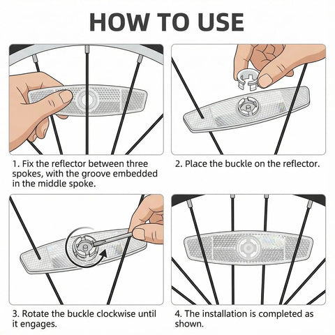 How to install Two Pack Bike Spoke Reflectors For Night Rides Front And Rear Wheel Reflectors For High Visibility Safety on bikes