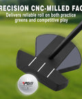 Close-up of black CNC-milled face on 34 Inch Zero Torque Right Handed Putter For Men And Women, Face Balanced 0 Degree Toe Up.