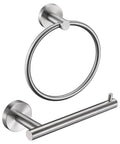 Brushed Nickel Toilet Paper Holder And Towel Ring Set 2 Piece Stainless Steel Bathroom Hardware Kit SUS304 Wall Mount