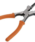 Heavy Duty Mig Welding Pliers With Spring Loaded Handle And Rugged Comfort Grips Built Like A Tank To Crush Rough Job Sites, gray and orange design.