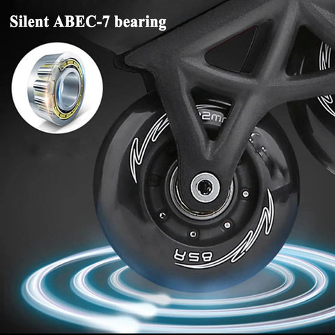 Close-up of one 8 Pack Inline Skate Wheels Replacement with Bearings for Indoor and Outdoor Use 72Mm 85A hardness