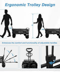 Foldable Wagon With All Terrain Wheels Hauls Big Loads 300 Lb Capacity Heavy Duty Portable Utility Trolley ergonomic design diagram