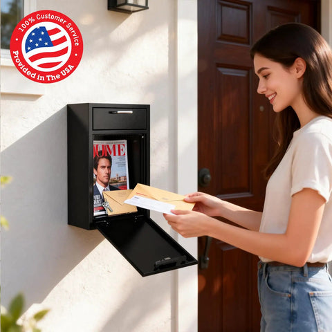 Heavy Duty Wall Mount Lock Box Deposit Safe With Code Lock For Businesses Vertical Tamper Proof Night Deposit And Cash Drop Box Steel Construction Perfect For Retail And Office Use Boss Grade Security