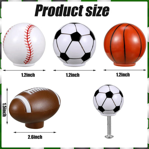 Eight Pcs Sports Ball Dresser Knobs For Kids Baseball Basketball Football Soccer Drawer Pulls With Screws Cabinet Handles For Nursery Decor Kid Friendly Classic Style, 1.2in