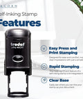 Geocache Found Log Stamp Kit Self-Inking 3/4 Inch Stamp With 11 Vibrant Ink Colors shown with features and plant
