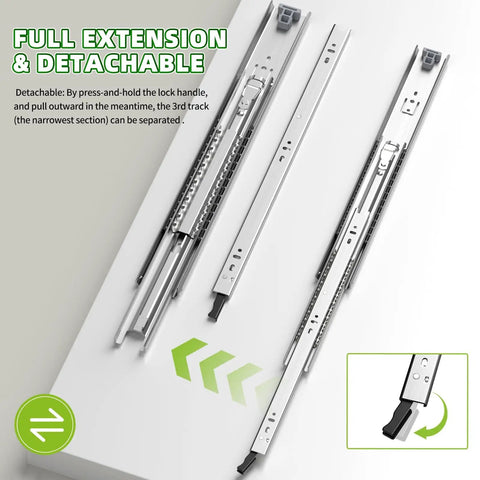 Beefy Heavy Duty Locking Drawer Slides 1 Pair 12 To 40 Inch Full Extension Ball Bearing Rails For Cabinets Tool Boxes And Drawers Automatic Locking Mechanism Keeps Drawer Solid At Closed Or Open 150 Lb Capacity