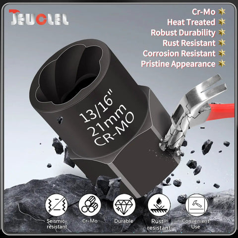 Heavy Duty 5-Piece Bolt Extractor Set 1/2 Drive Easy Out Nut And Bolt Remover for Stripped Lug Nuts, socket detail