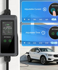 Level 2 Ev Charger With 40 Amp 240V Juice For Quick Hookups And A Heavy Duty 25 Ft Cord showing adjustable settings and electric car charging.