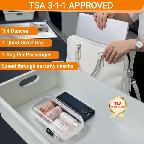 No Stress Clear Hard Shell Zipper Cases and Travel Organizers With Premium Rigid Body For Toiletries Makeup Supplies and Daily Tech Gear That Keeps Everything Sorted at airport security.