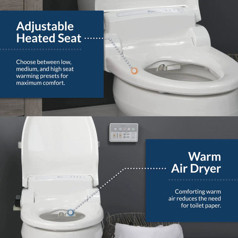Level Up Your Restroom Game With This Hot Selling Heated Bidet Toilet Seat Serving Relaxing Warm Water Wash Plus Snappy Air Dryer Zero Plumbing Setup You Guys Can Mount Solo Gentle Slow Closing Seat With Easy Remote Polished White Finish