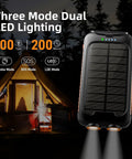 High Capacity Solar Phone Charger 49800mAh With Type-C And Dual USB Ports, Fast 15W Output, waterproof power bank with LED lights