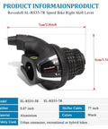 Right Hand Shift Lever For 3 To 7 Speed Bicycles With Twist Grip Gear Shifter SL RS35, black, aluminum, dimensions shown.