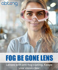 Woman wearing Pink Safety Goggles Over Glasses 2 Pack With ANSI Z87.1 Certification Eye Protection Anti Fog Anti Scratch Lenses