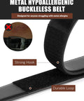 Close-up of Buckleless Leather Belt For Men With Hook And Loop Closure 1.5 Inch Scratch Proof Mechanic Belt showing hook and loop.