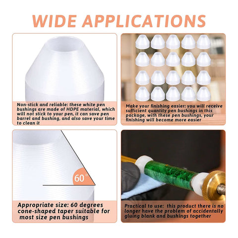 20 Pcs Pen Bushings Set For Finishing And Turning Projects Nonstick White Synthetic Bushings Easy To Clean For Woodturning Enthusiasts Professionals And Hobbyists Wide Application