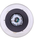 Bottom view of Nash 3 Bulb Semi Flush Light With Seeded Glass In Oil Rubbed Bronze Finish For A Dope Modern Rustic Look In Kitchen Hallway Or Foyer Easy Push In Connection Uses 60W Type A Bulbs Not Included showing wiring and seeded glass.