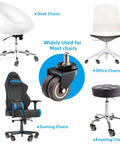2 Inch Heavy Duty Office Chair Wheels Set Of 5 Gray Rubber Casters for various chairs including office, desk, and gaming models