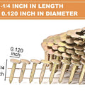 Pro Grade 3600 Count Coil Roofing Nails 1-1/4 Inch By.120 Inch displayed with measurement diagram