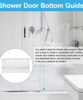 Transparent Sliding Shower Door Bottom Track For 7/16 Inch Glass No Sweat Setup Slick Smooth Glide Plastic Guide Rail Easy Drop In 2 Pack close-up view in bathroom setting.