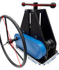 Dinenovate Tr-50 Manual Pipe Bender 1.5 Inch Tubing Roller with large anti-slip handwheel, showing measurements and sturdy design.