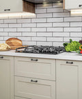 Modern kitchen with 30 Pack Solid 3 Inch Center To Center Square Arch Cabinet Pulls Matte Black for pantry cabinets and drawers.