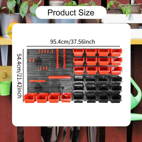 Massive Wall Mount Organizer Pegboard Rack Keeps The Shop Spotless And Sorted This Rugged Build Makes Tool Hunting A Total Breeze For Weekend Warriors Who Want Zero Fuss Setup, displaying sizes 95.4cm x 54.4cm with storage trays.