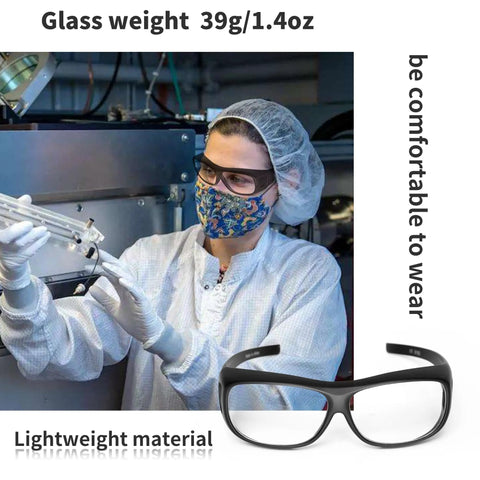 Scientist wearing CO2 Laser Safety Goggles 10.6 Micron Reflective Eyewear With OD6 Plus Protection Ultra Lightweight Durable Frame